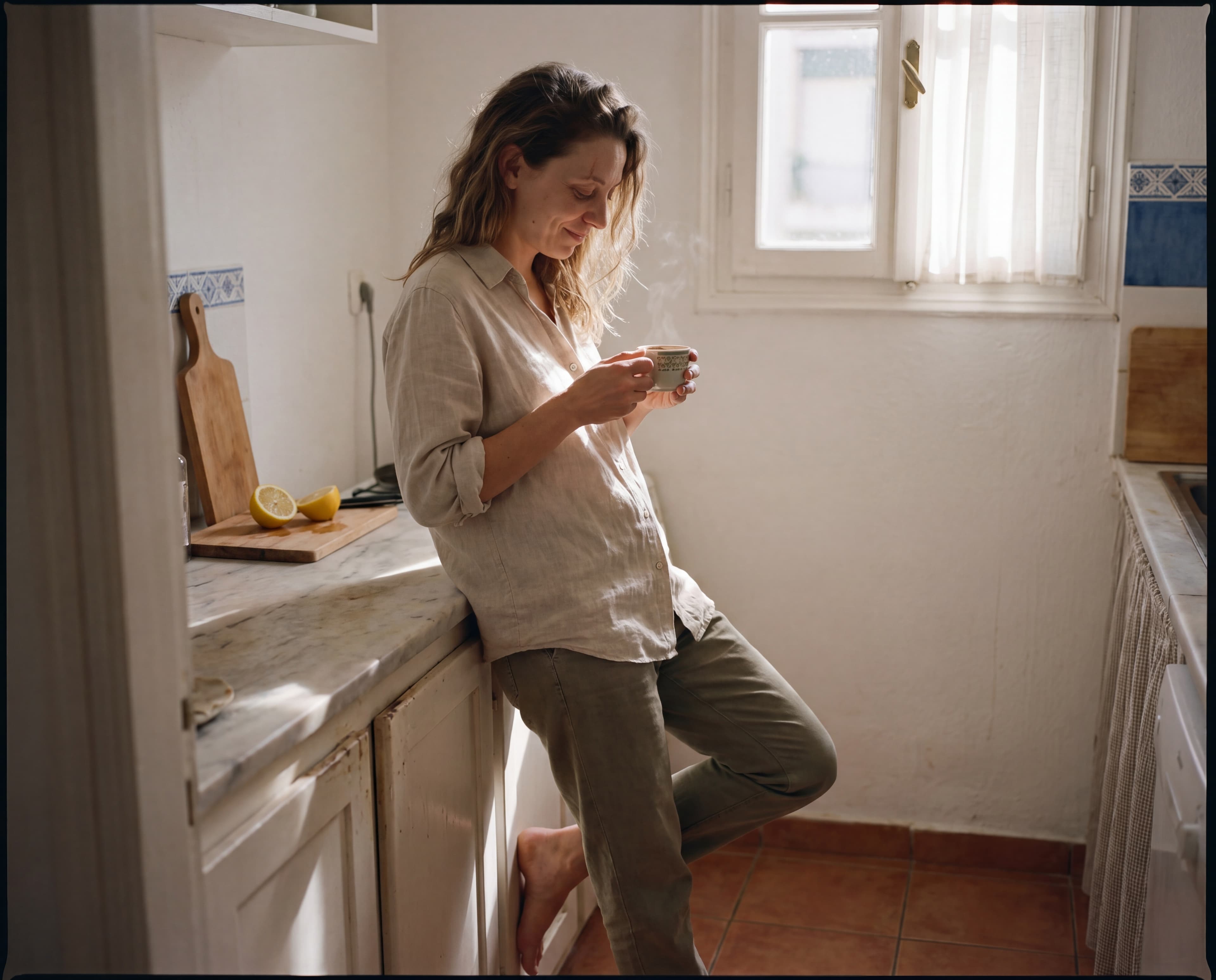 A study in domestic light — three portraits made over the course of a single afternoon in an apartment in Kolonaki, exploring the space between observation and intimacy.